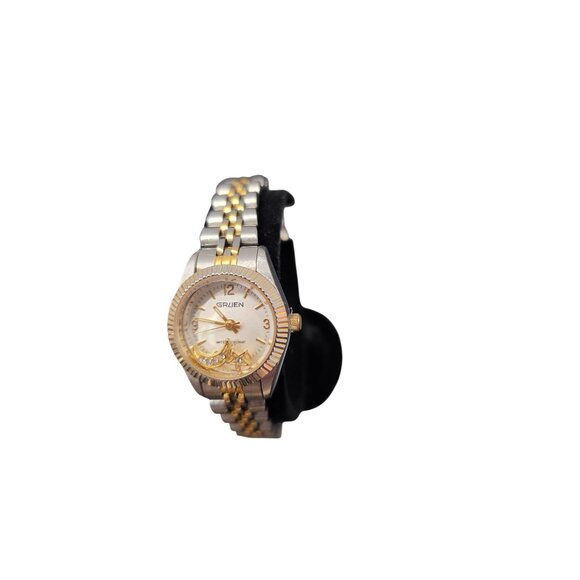 Star & Moon Gruen Women Silver Gold Two Tone Watch - Picture 5 of 9